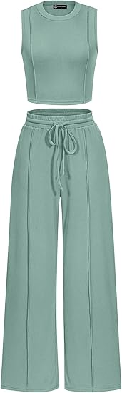 Chic Summer 2-Piece Lounge Set — Crop Top & Wide-Leg Pants