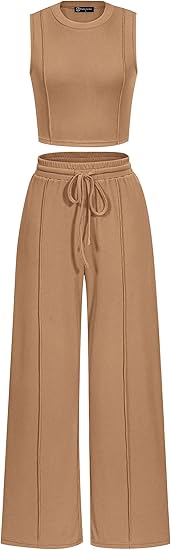 Chic Summer 2-Piece Lounge Set — Crop Top & Wide-Leg Pants