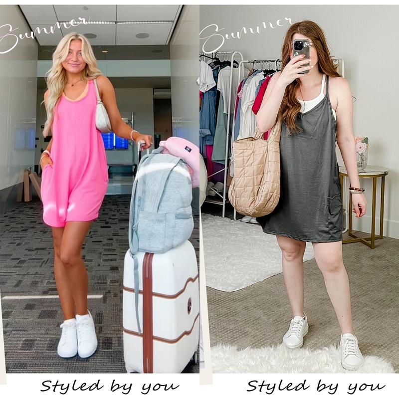 Tanming Women's Sleeveless Mini Dress with Built-in Shorts
