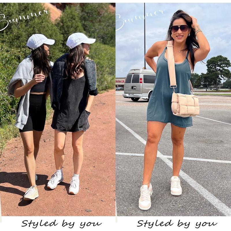 Tanming Women's Sleeveless Mini Dress with Built-in Shorts