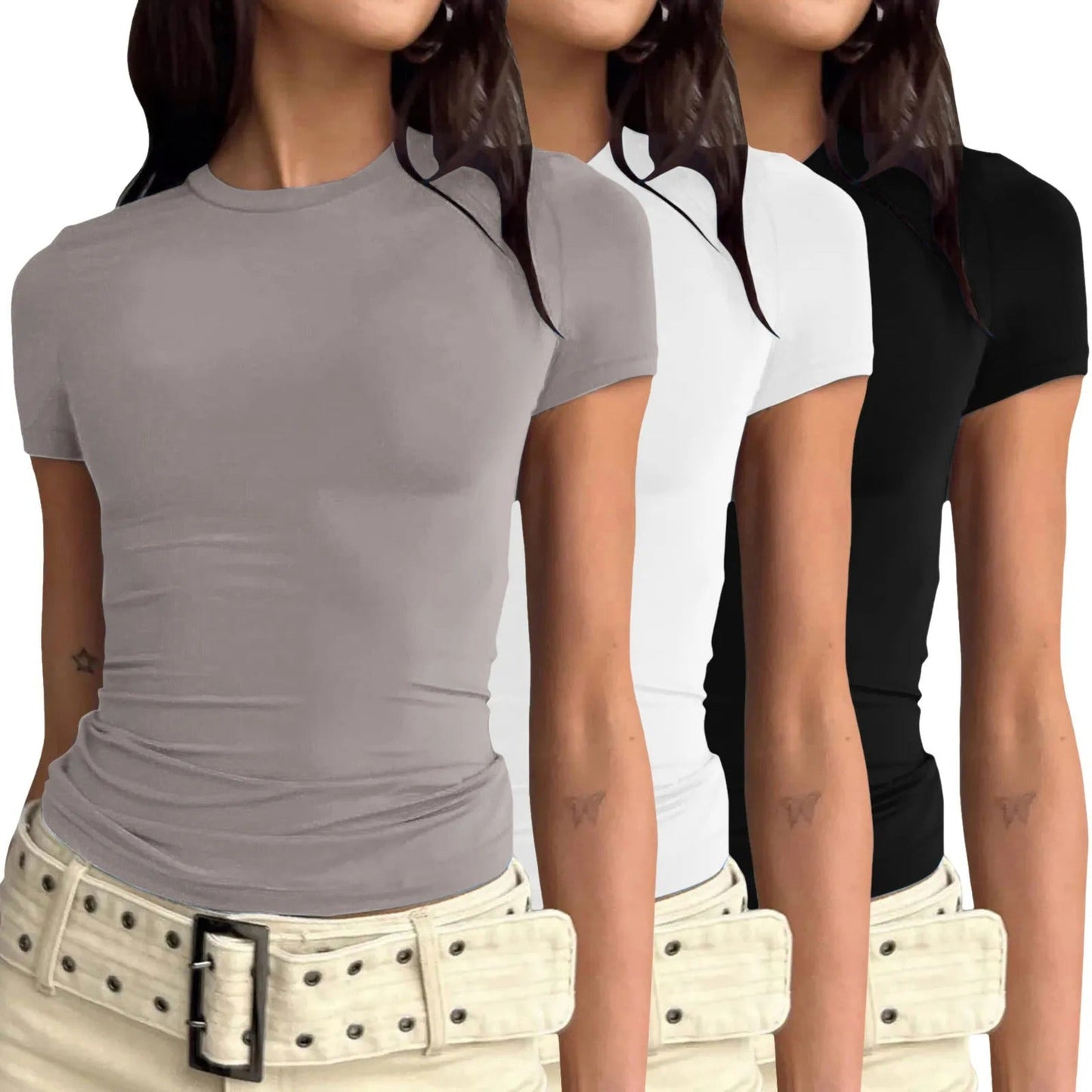 3-Pack Slim Fit Y2K Crop Tees β Basic Streetwear Essentials