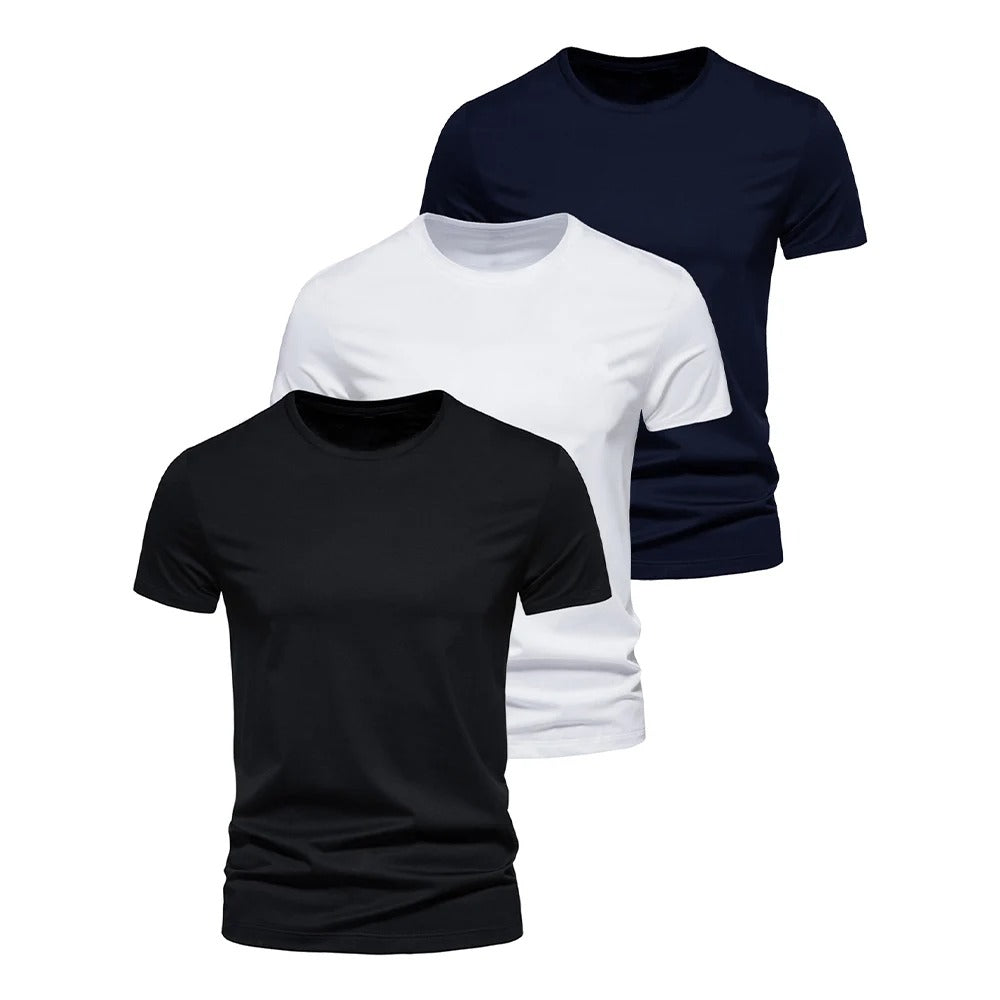 Pack of 3 Basic T-Shirts for Men β Slim Fit, Round Neck, High Comfort