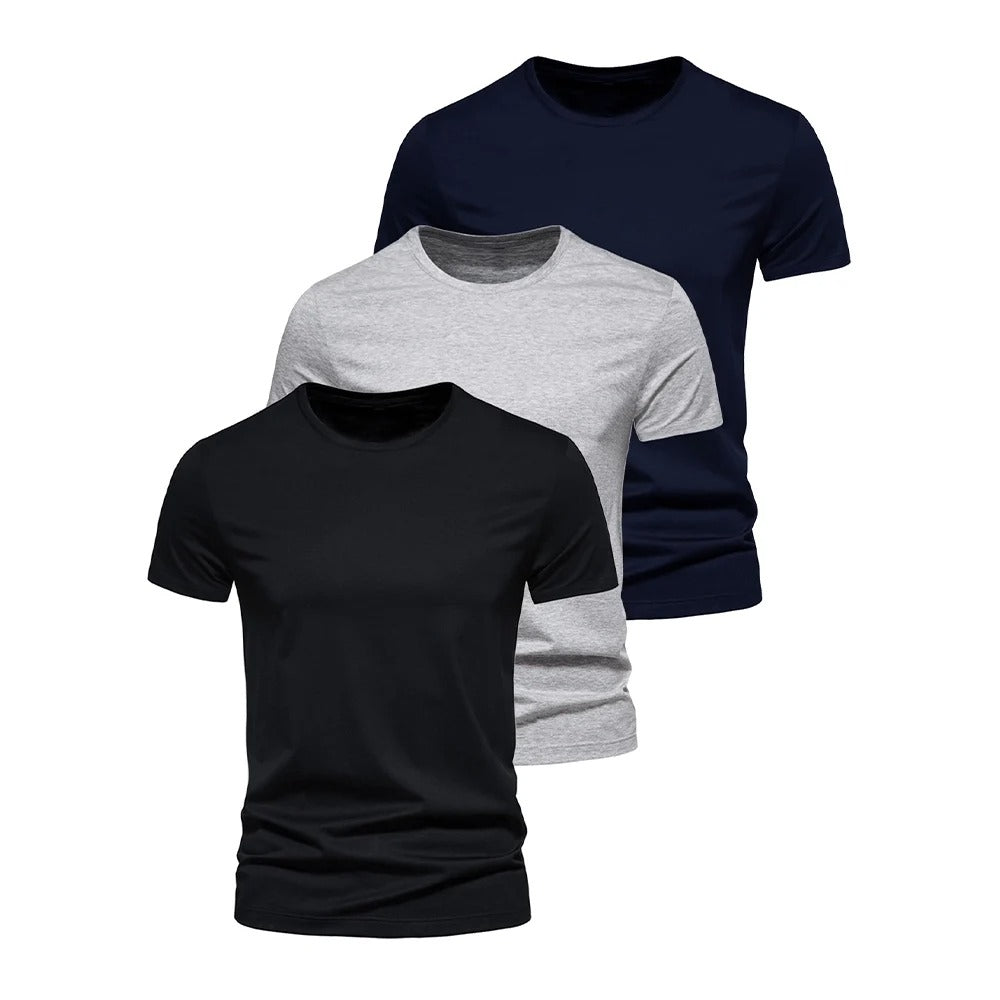 Pack of 3 Basic T-Shirts for Men β Slim Fit, Round Neck, High Comfort