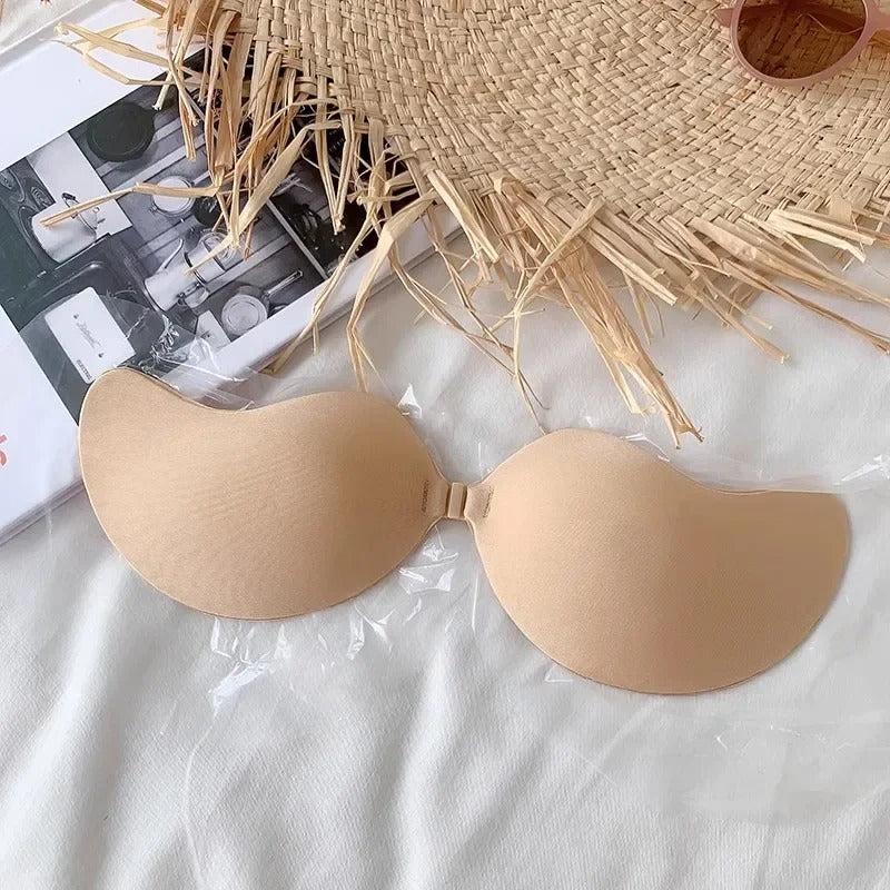 Invisible Push-Up Bra (2 Pairs) – Strapless, Reusable & Seamless Fit