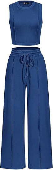 Chic Summer 2-Piece Lounge Set — Crop Top & Wide-Leg Pants