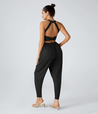 Backless Harem Jumpsuit – Easy On/Off | 11+ Colors