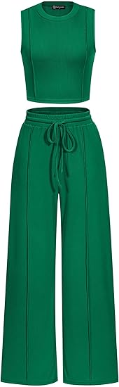 Chic Summer 2-Piece Lounge Set — Crop Top & Wide-Leg Pants