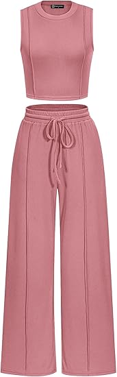Chic Summer 2-Piece Lounge Set — Crop Top & Wide-Leg Pants