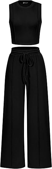 Chic Summer 2-Piece Lounge Set — Crop Top & Wide-Leg Pants