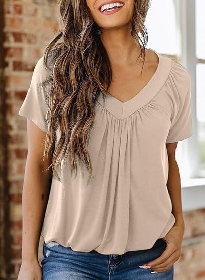 Women's Casual Summer T Shirts Short Sleeve V Neck Tops Tshirts (Buy 1 Get 1 Free!)