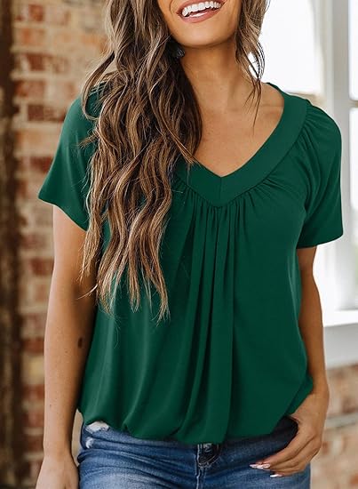 Women's Casual Summer T Shirts Short Sleeve V Neck Tops Tshirts (Buy 1 Get 1 Free!)