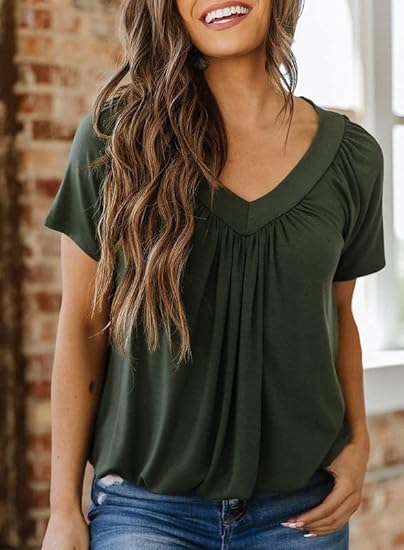 Women's Casual Summer T Shirts Short Sleeve V Neck Tops Tshirts (Buy 1 Get 1 Free!)