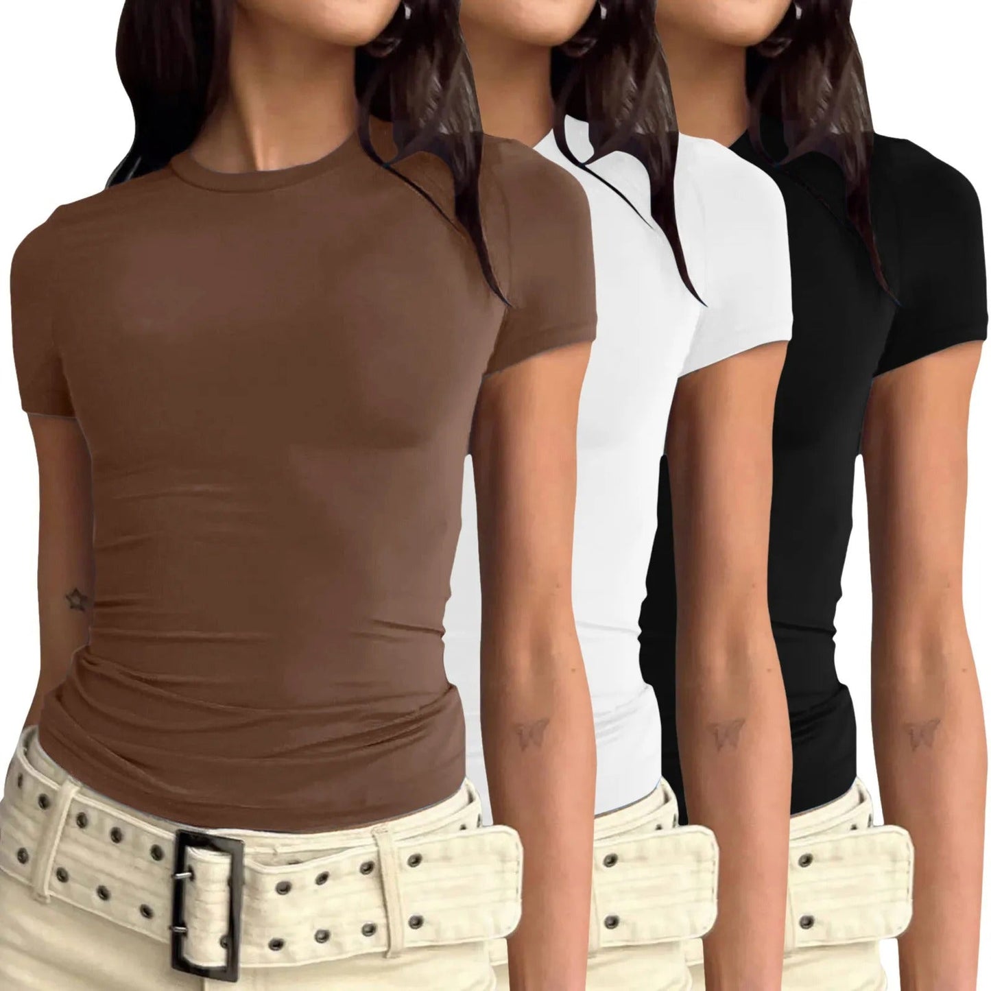 3-Pack Slim Fit Y2K Crop Tees – Basic Streetwear Essentials