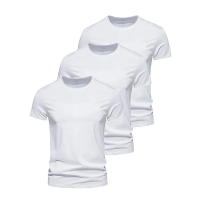 Pack of 3 Basic T-Shirts for Men – Slim Fit, Round Neck, High Comfort