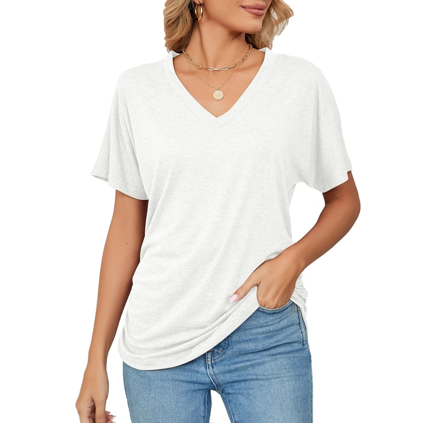 3-Pack Women’s V-Neck Side-Ruched Tees – Soft Dolman Fit