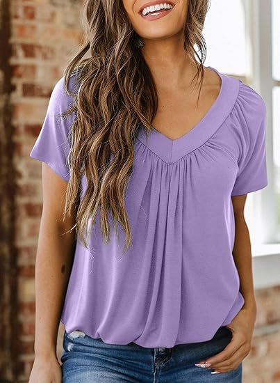 Women's Casual Summer T Shirts Short Sleeve V Neck Tops Tshirts (Buy 1 Get 1 Free!)
