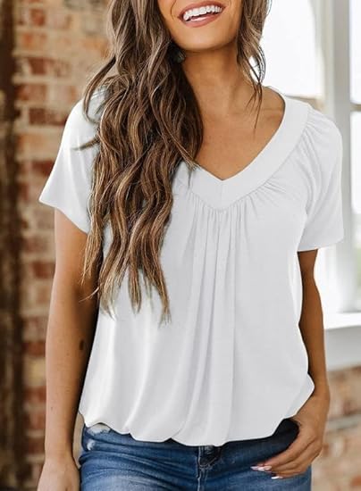 Women's Casual Summer T Shirts Short Sleeve V Neck Tops Tshirts (Buy 1 Get 1 Free!)